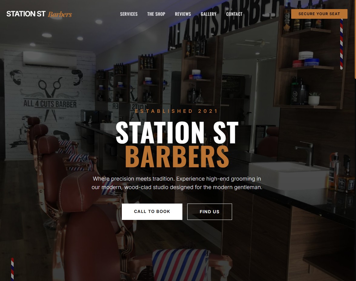 Barber shop placeholder - modern one-page design for Melbourne business by BUD Studio